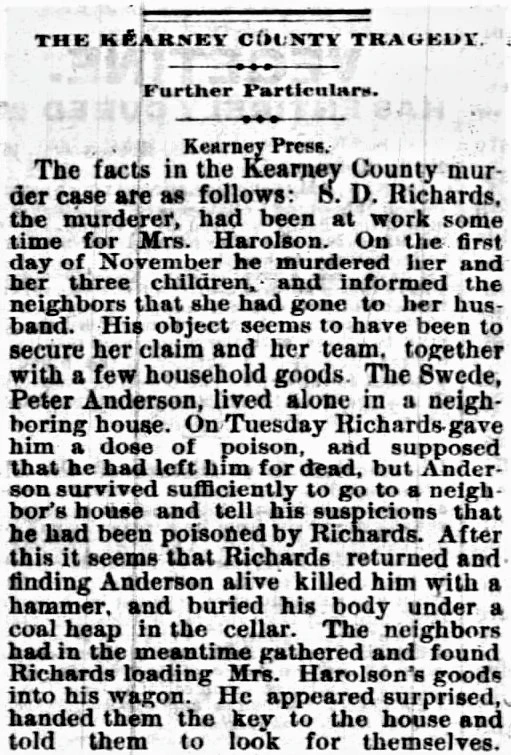 Harlson Family Murders, Nebraska State Journal, December 1878.jpg